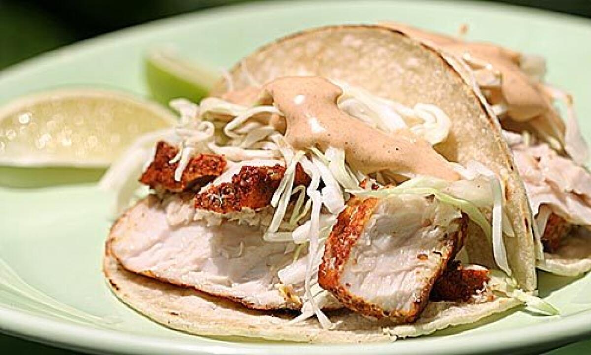FLAVORFUL: Achiote-marinated fish tacos.