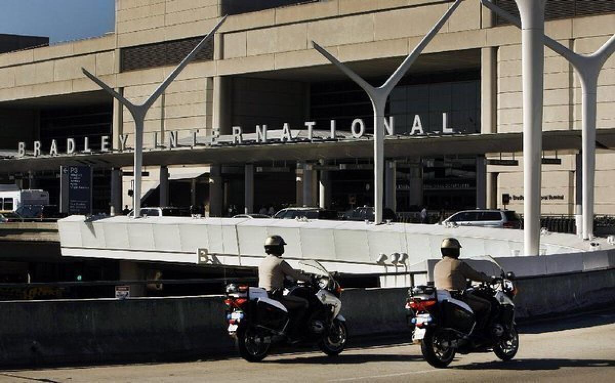 Security was normal at the Tom Bradley International Terminal at Los Angeles International Airport on Tuesday after a bottle with dry ice exploded there.