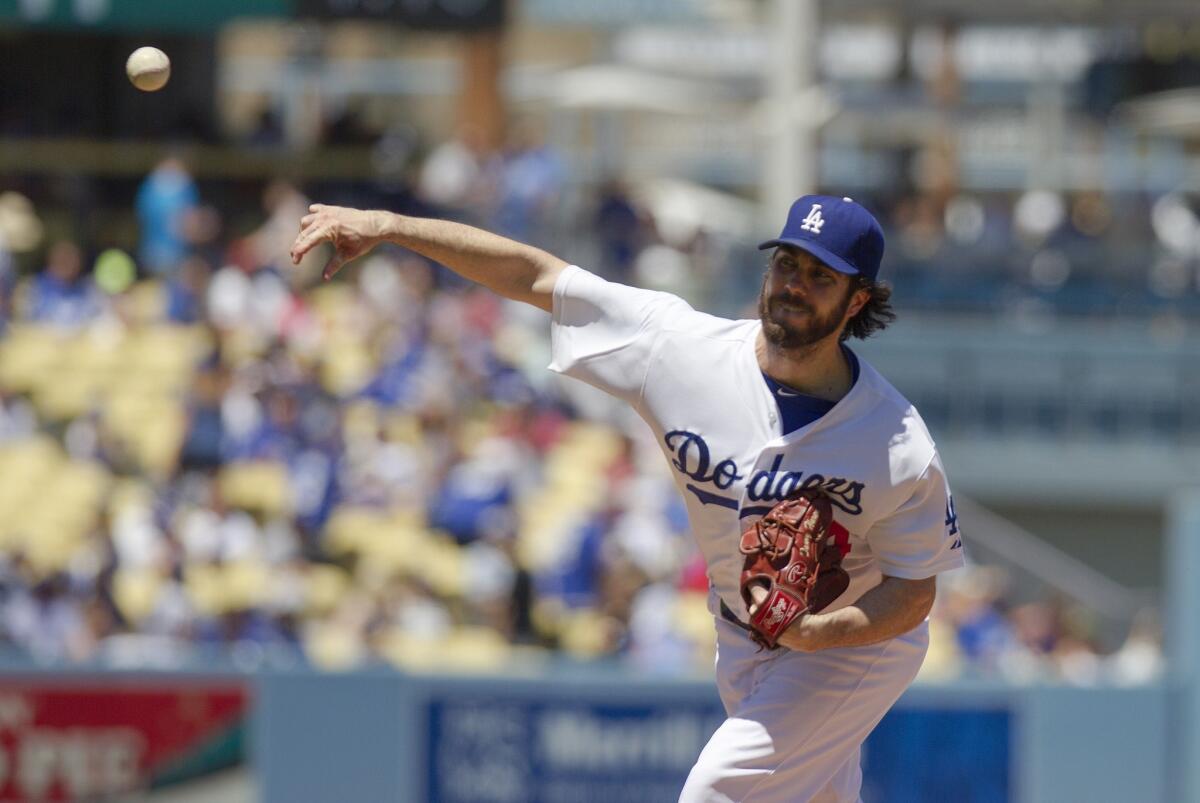 Dan Haren lasted just three innings before giving up six runs -- three earned -- on five hits in the Dodgers' 7-2 loss to the Brewers on Sunday at Dodger Stadium.