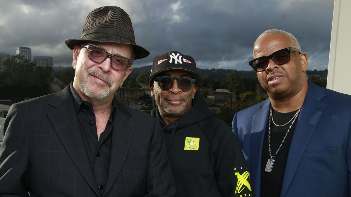 Director Spike Lee, center, with longtime collaborations, composer Terence Blanchard, right, and editor Barry Alexander Brown, left.