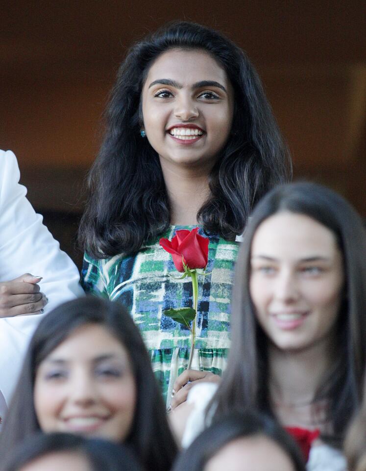 Finalist Nanita Balagopal, of Flintridge Prep, is introduced at the announcement of the 2016 Tournament of Roses Royal Court at the Tournament House in Pasadena on Monday, Oct. 5, 2015.