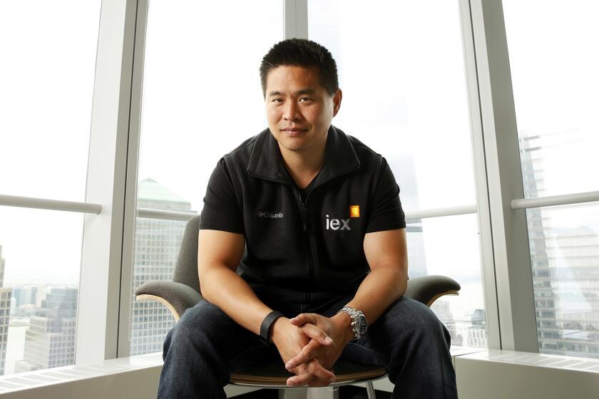 Brad Katsuyama, chief executive of new stock exchange IEX, at the firm's headquarters at 4 World Trade Center in New York.