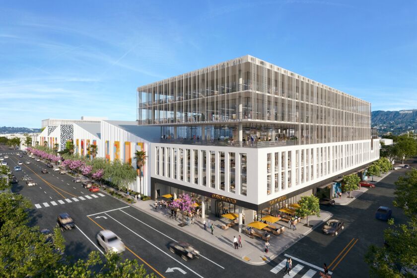 Rendering of proposed Echelon studio on Santa Monica Boulevard at St. Andrew's Place in Hollywood.