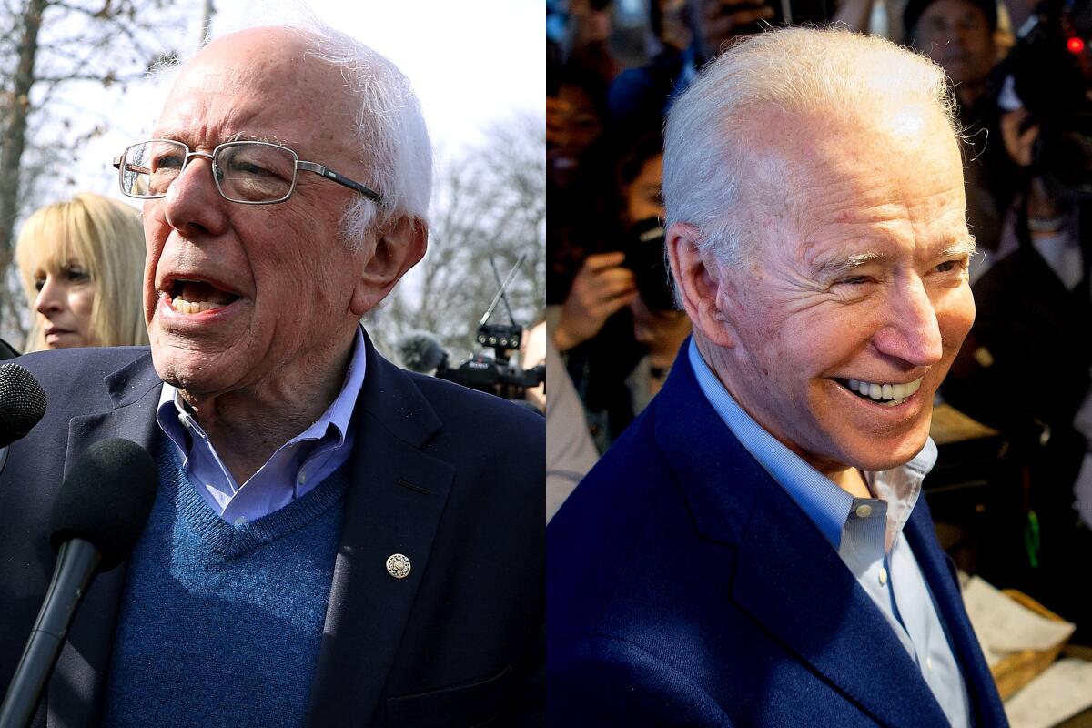 Vermont Sen. Bernie Sanders, left, and former Vice President Joe Biden.