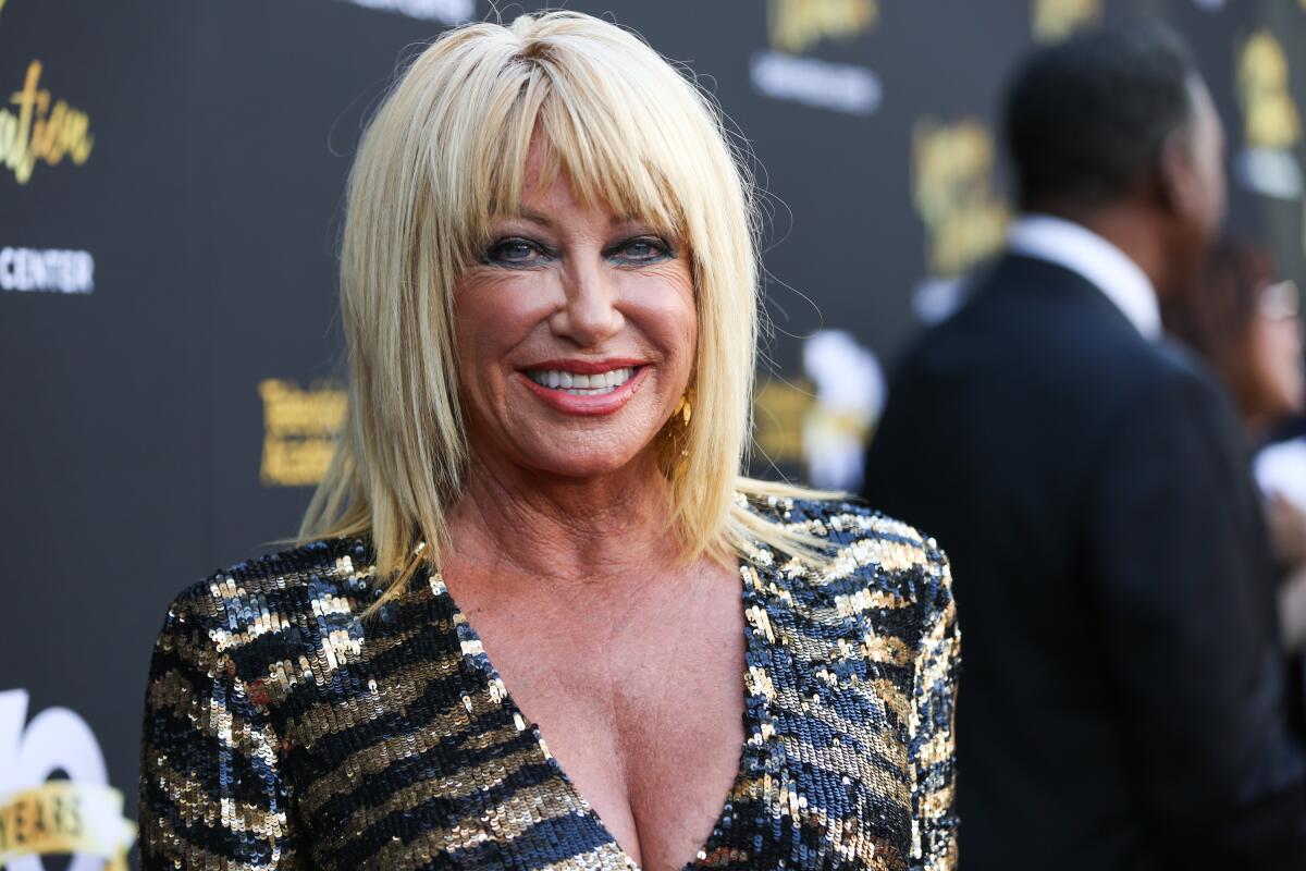Suzanne Somers arrives for the Television Academy's 70th anniversary in Los Angeles in 2016.