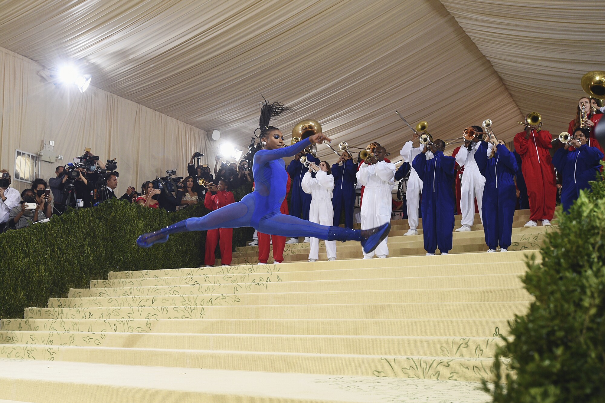 Nia Dennis and members of The Brooklyn United Marching Band perform at The Met in September 2021. 