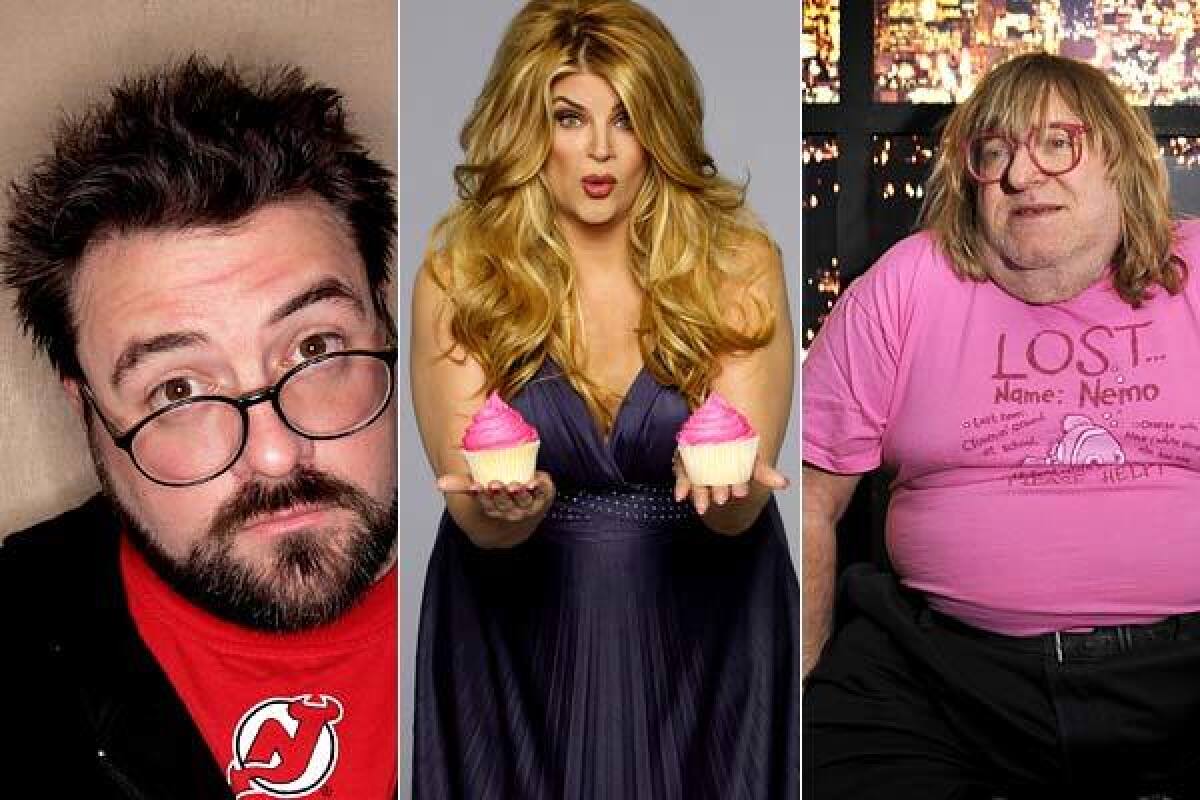 From left: Filmmaker Kevin Smith, Kirstie Alley, writer and comedian Bruce Vilanch.