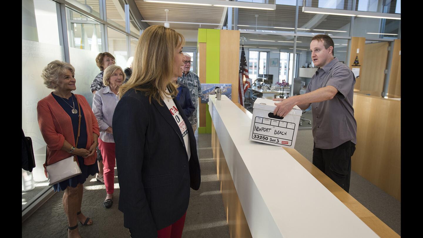 Photo Gallery: Petitions are submitted to Newport Beach city clerk to recall City Councilman Scott Peotter