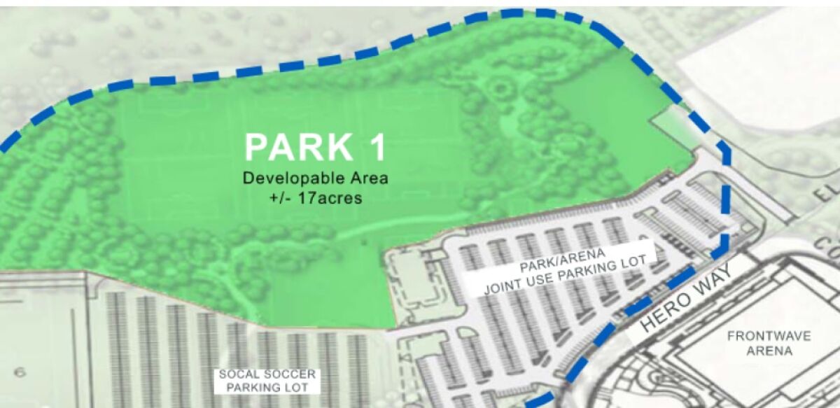 A map of the proposed Park Site 1 on Oceanside's El Corazon property