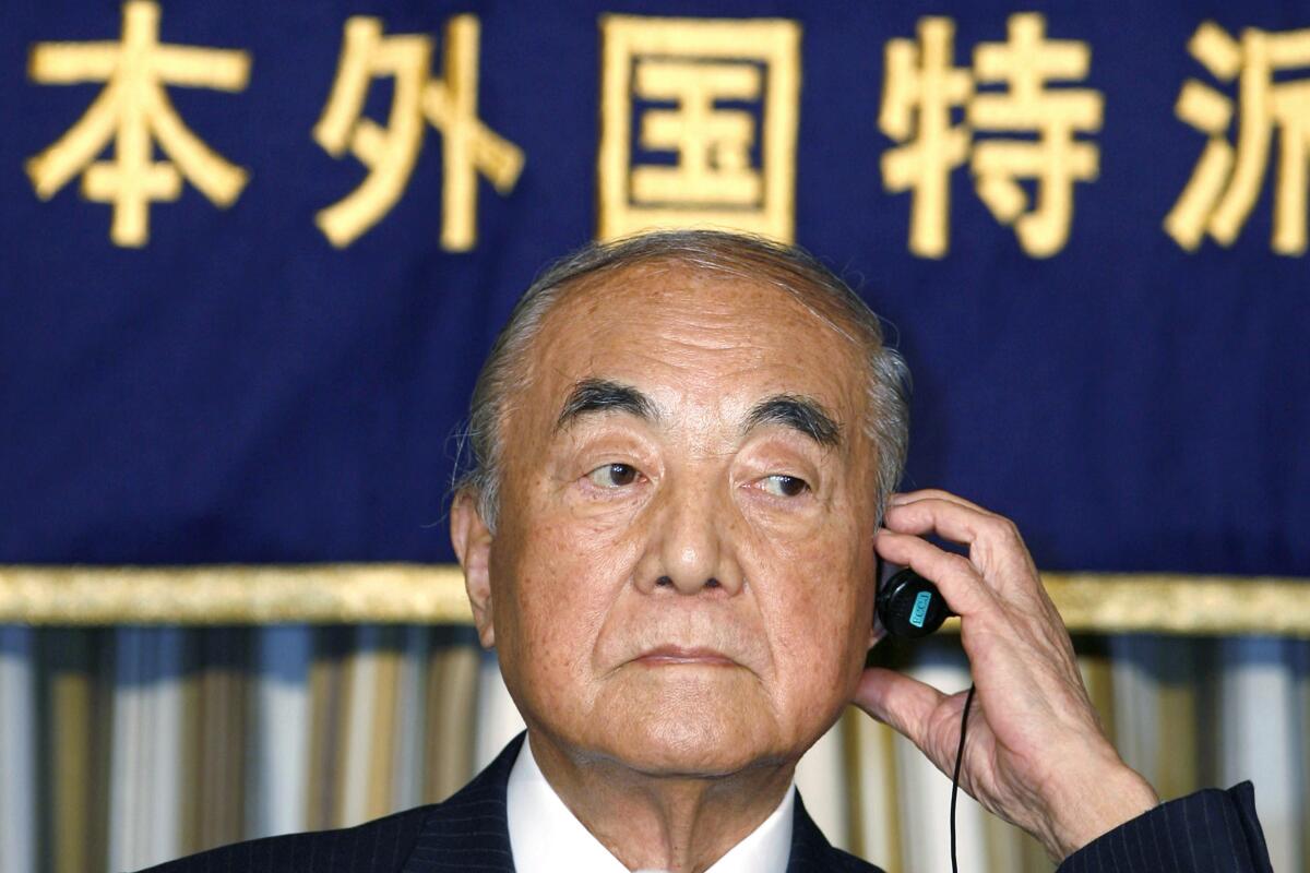 Former Japanese Prime Minister Yasuhiro Nakasone at a news conference in Tokyo in 2007.