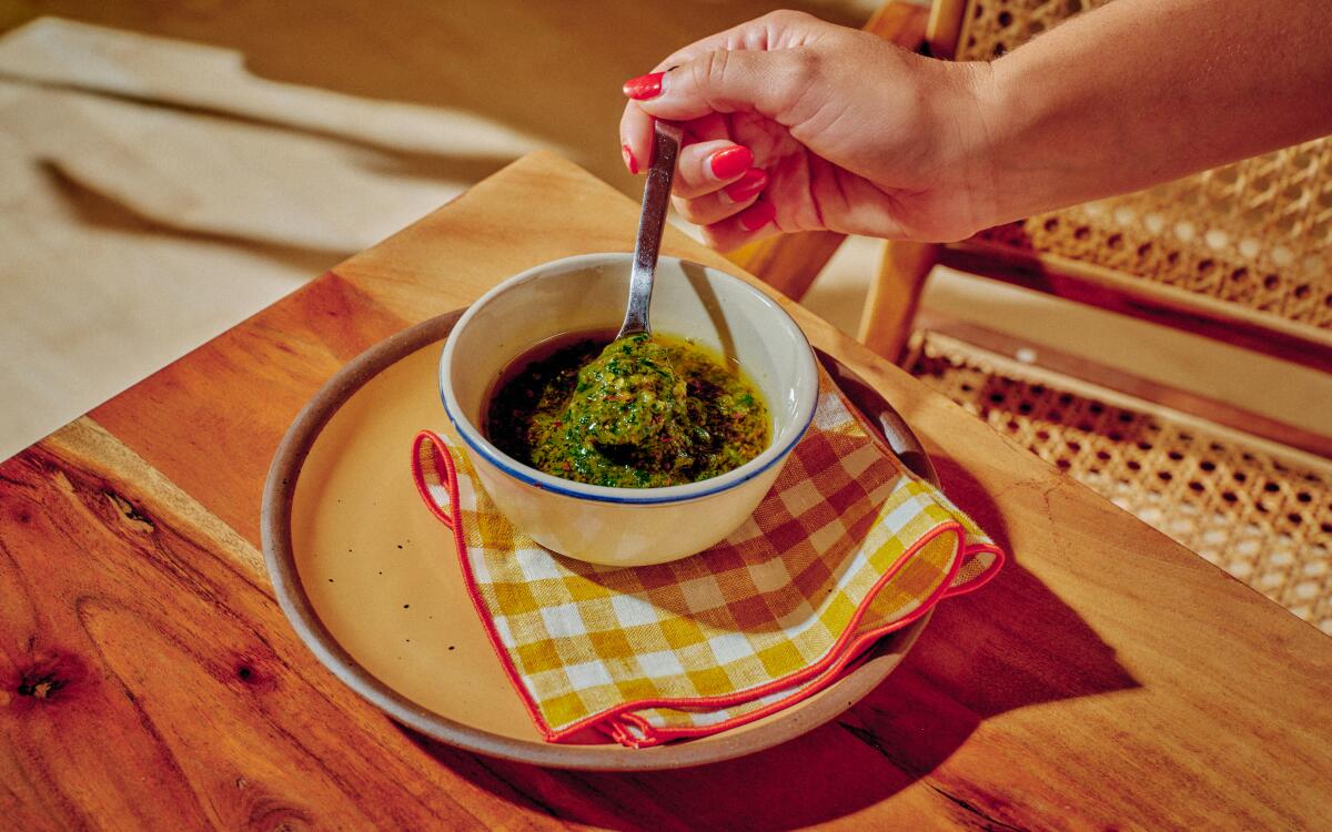 Chimichurri with chile and Sichuan pepper