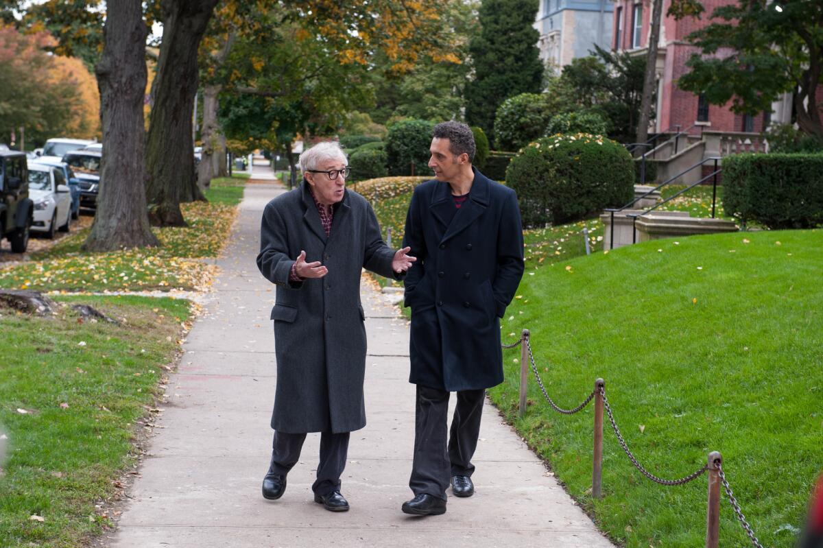 Woody Allen, left, and John Turturro in the Alchemy movie "Fading Gigolo."
