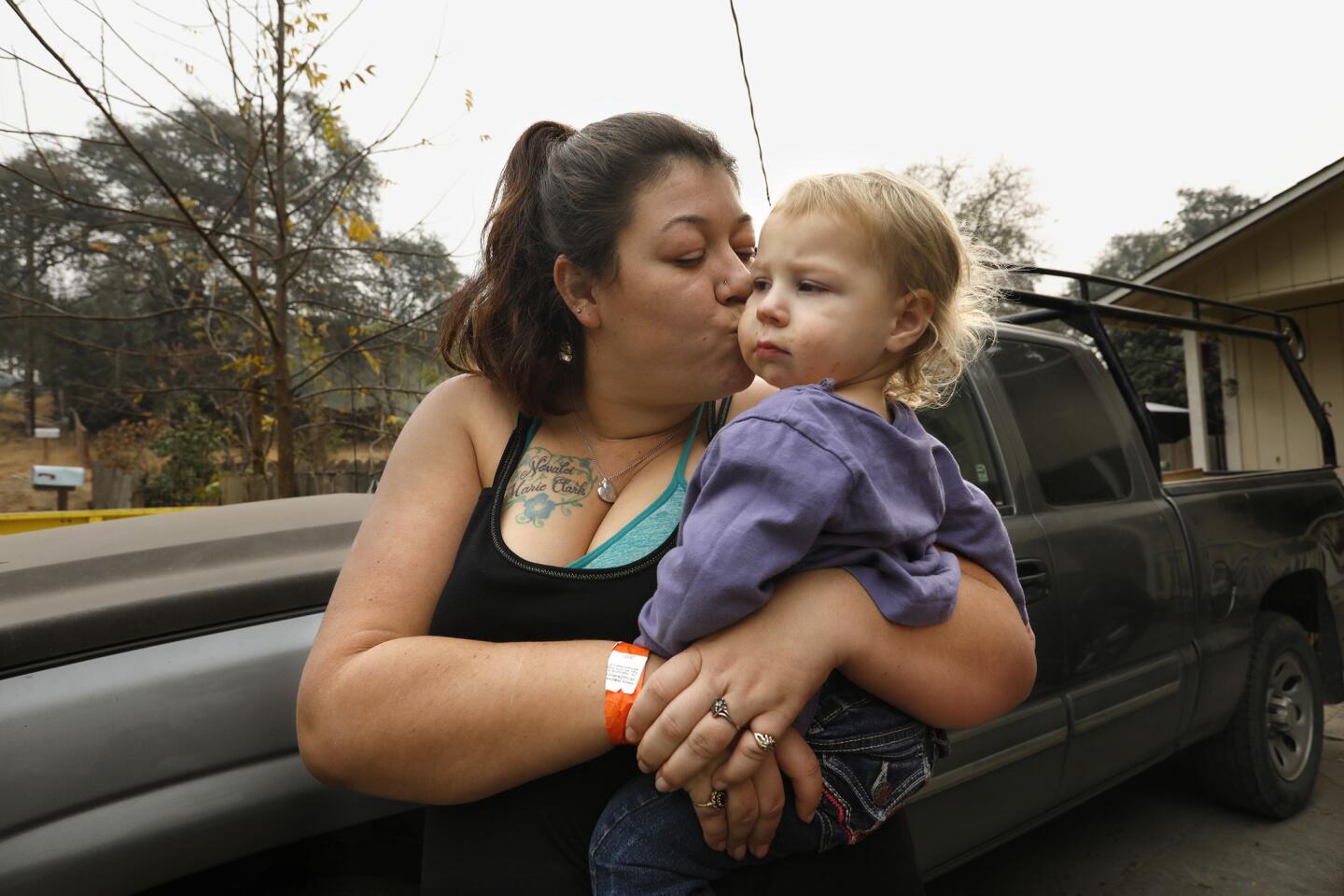 Megan Butler, 26, and her daughter Aurora, 2, are homeless after their house burned down in Concow in the Camp fire.