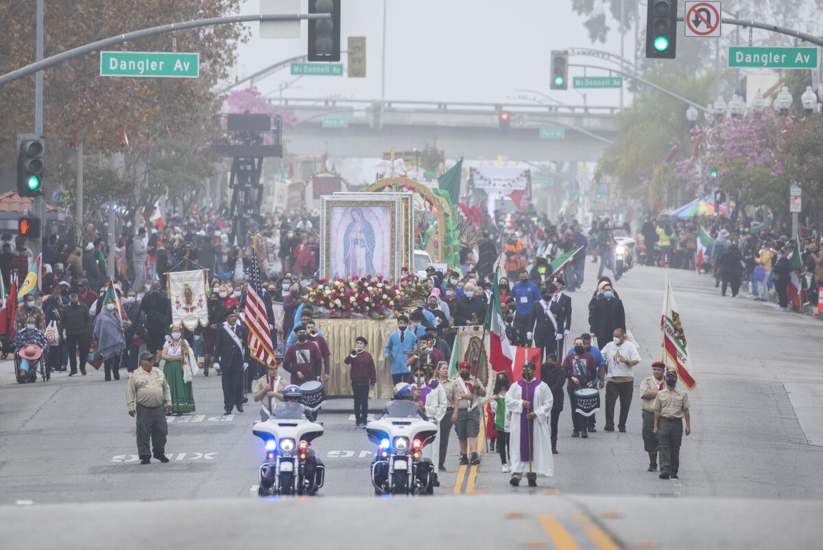 Virgen de Guadalupe procession returns to East Los Angeles.
