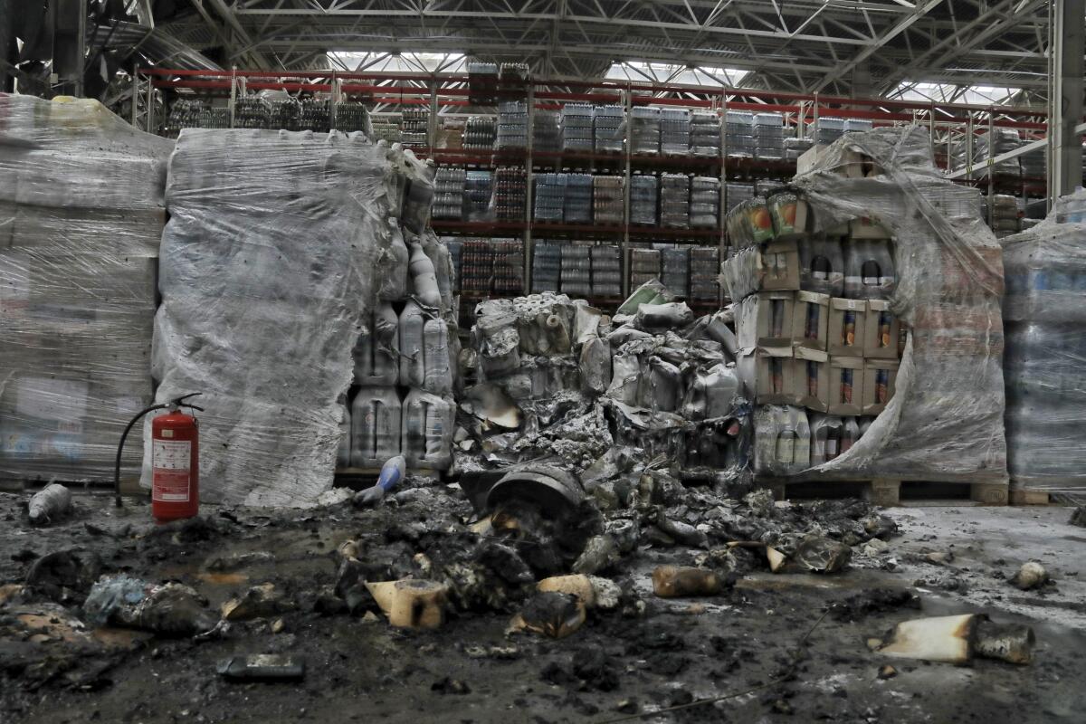 Warehouse damaged by a Russian rocket attack in Odesa, Ukraine