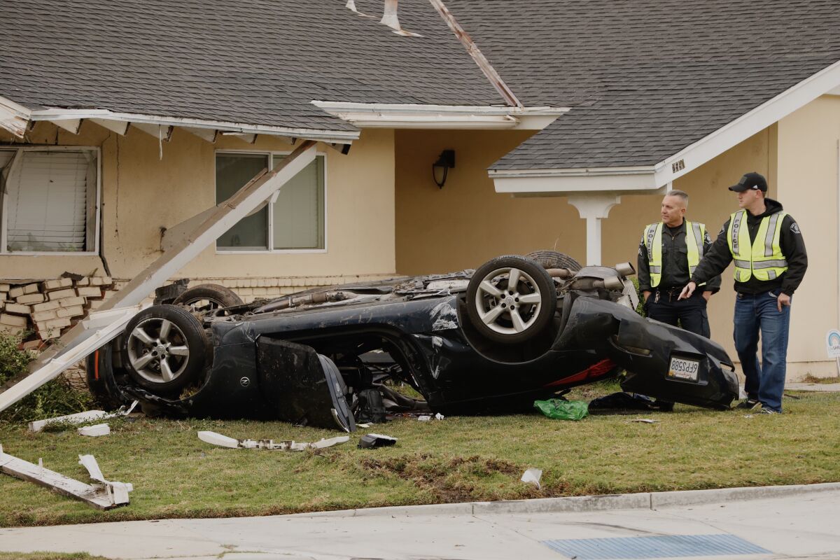 A car slammed into a home in Simi Valley early Tuesday