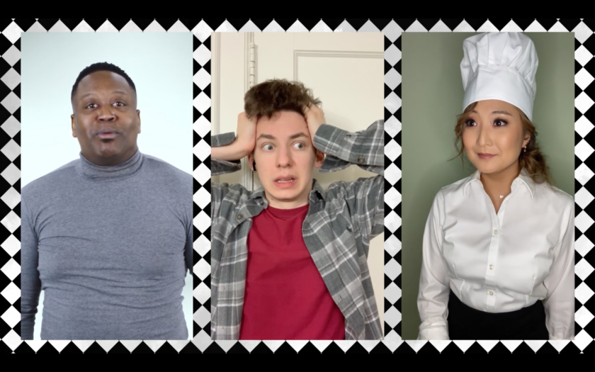 Performers Tituss Burgess, Andrew Barth Feldman and Ashley Park in "Ratatouille: The TikTok Musical."