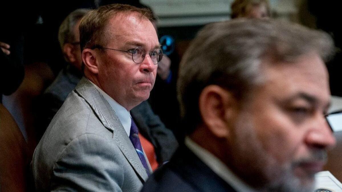Interim CFPB Director Mick Mulvaney attends a Cabinet meeting at the White House last month.