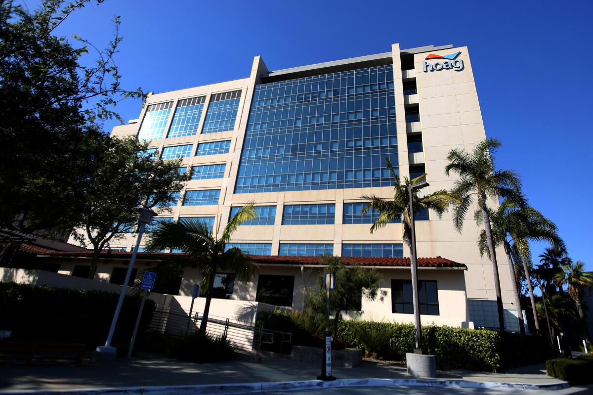 The exterior of Hoag Memorial Hospital in Newport Beach
