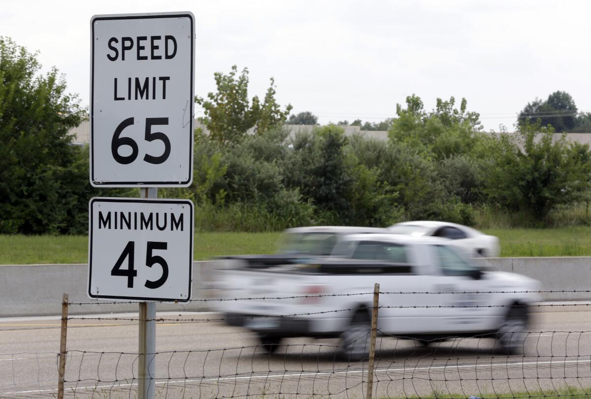 Speed limit signs on highway