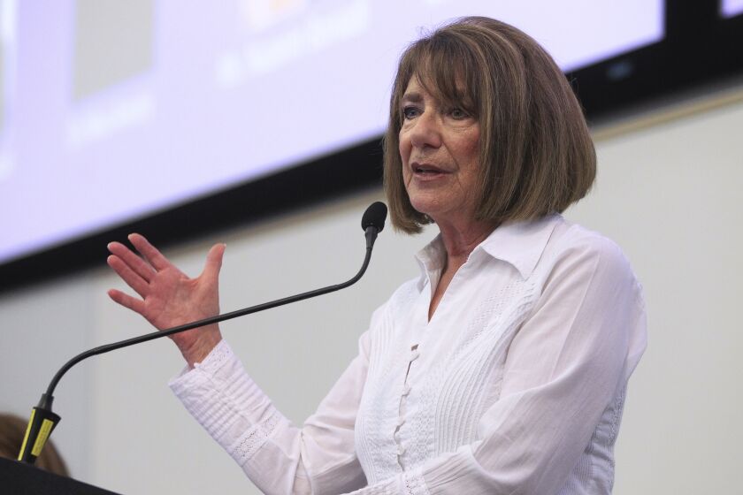 Congresswoman Susan Davis, who represents the 53rd District, speaks during the US - Iran Relations panel discussion that she hosted at San Diego State University on Saturday, September 7, 2019 in San Diego.