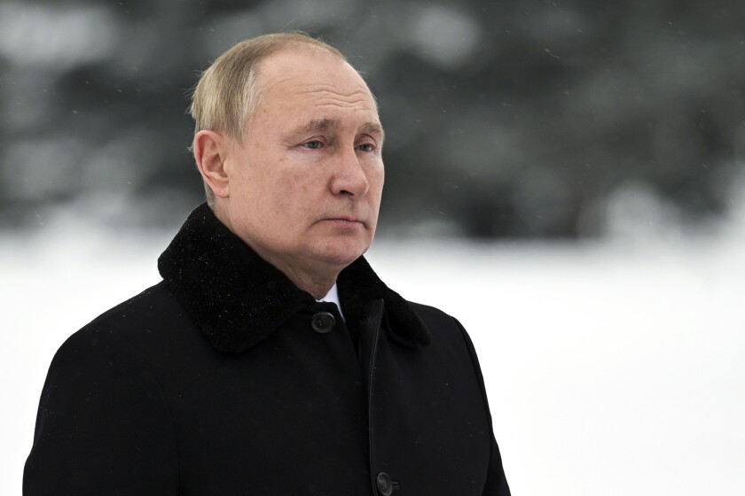 In this Jan. 27, 2022, photo, Russian President Vladimir Putin attends a wreath laying commemoration ceremony at the Piskaryovskoye Cemetery where most of the Leningrad Siege victims were buried during World War II, in St. Petersburg, Russia. With more than 100,000 Russian troops positioned around Ukraine, Putin appears to be preparing to launch an invasion. Certainly, the U.S. believes that's the case and President Joe Biden has warned the Ukrainian president that an attack could come in February. But Russia has other options it could pursue short of a full-blown invasion (Alexei Nikolsky, Sputnik, Kremlin Pool Photo via AP, File)