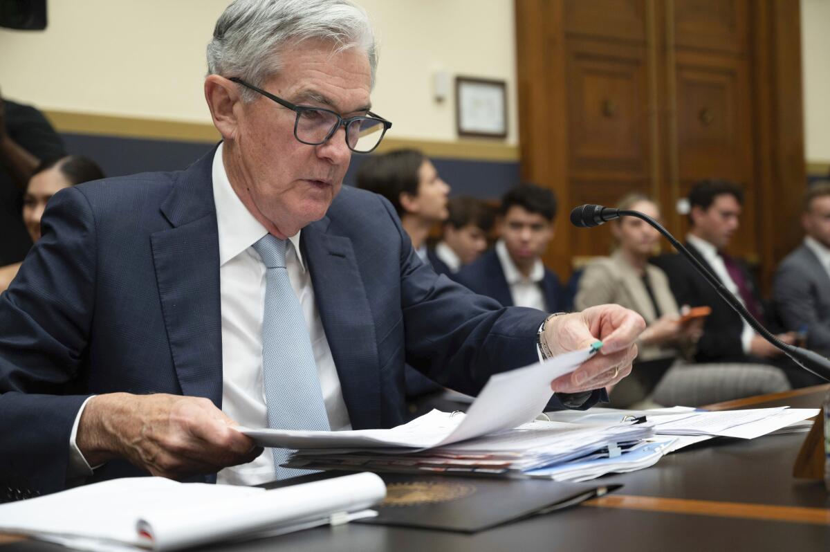Federal Reserve Chair Jerome Powell prepares to testify before Congress.