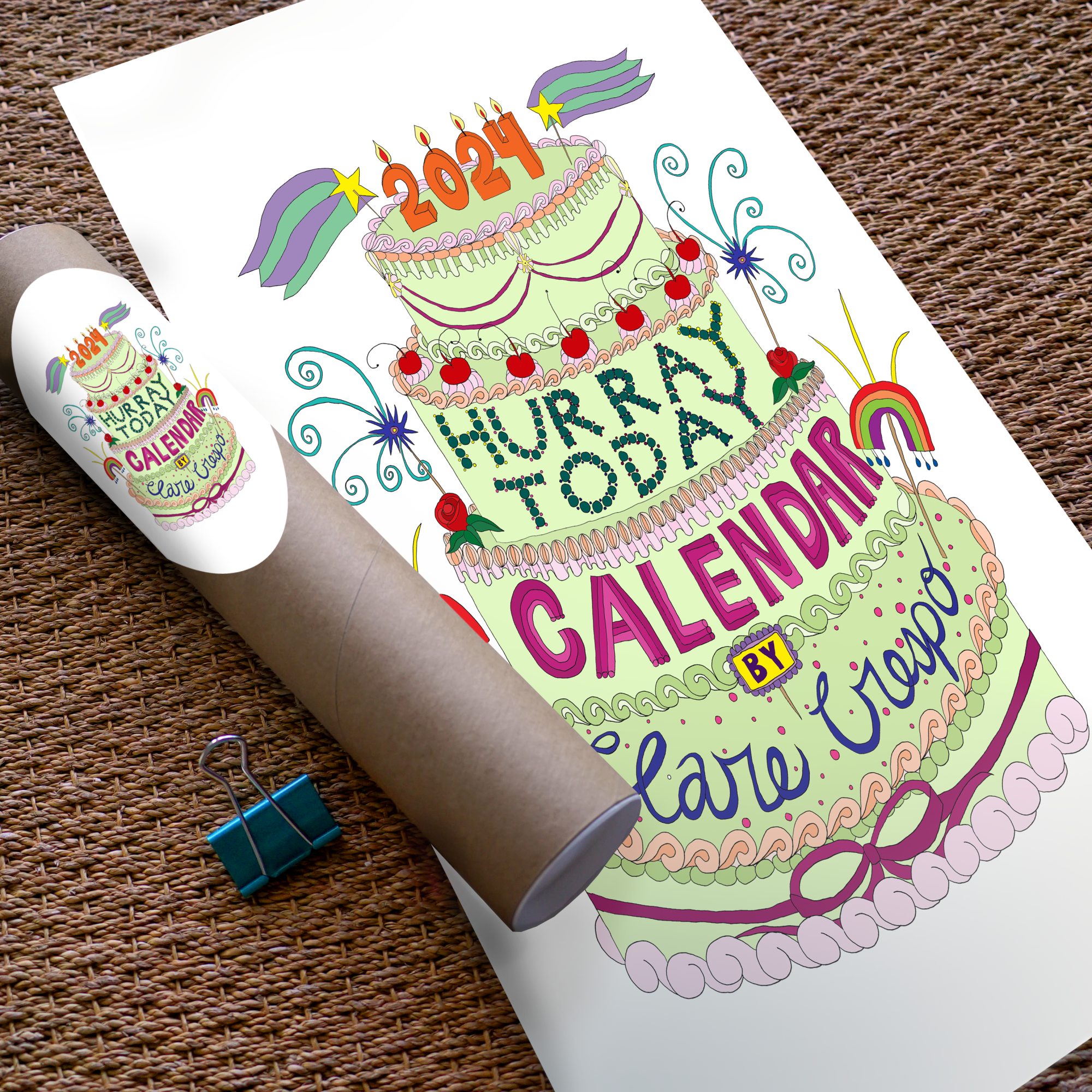 Clare Crespo's cake-themed calendar for 2024.
