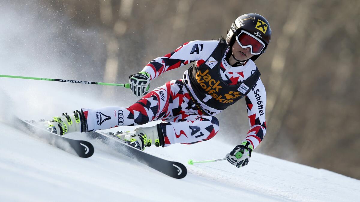 Anna Fenninger competes in Saturday's World Cup giant slalom event in Maribor, Slovenia.