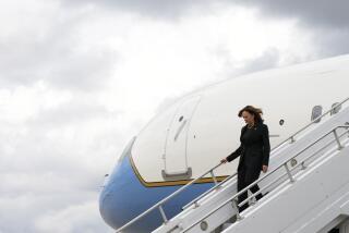 Democratic presidential nominee Vice President Kamala Harris arrives on Air Force Two Wednesday, Sept. 25, 2024, to campaign in Pittsburgh. (AP Photo/Jacquelyn Martin)