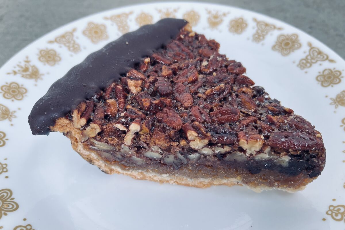 A slice of chocolate pecan pie at Hans and Harry’s Bakery in Bonita sells for $2.99.
