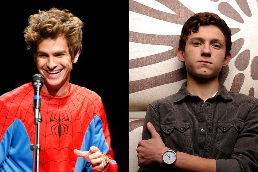 Andrew Garfield, left, played Spider-Man in "The Amazing Spider-Man" and "The Amazing Spider-Man 2." Tom Holland has been cast as the superhero in the next Spider-Man movie.