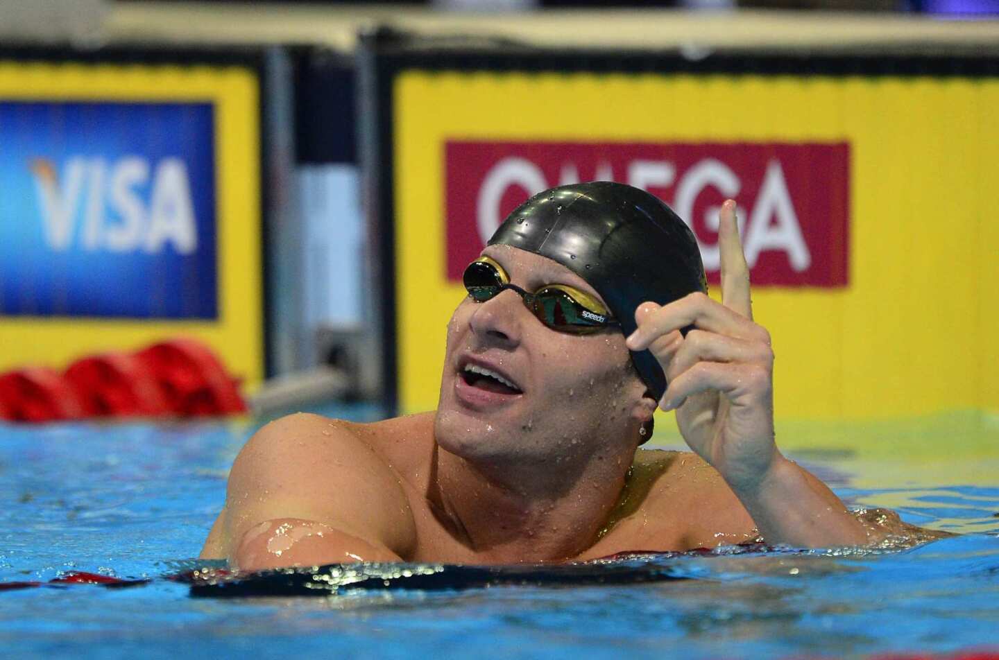 Brendan Hansen at the men's 100-meter breaststroke semifinal at the U.S. Olympic swimming trials in Omaha, Neb.