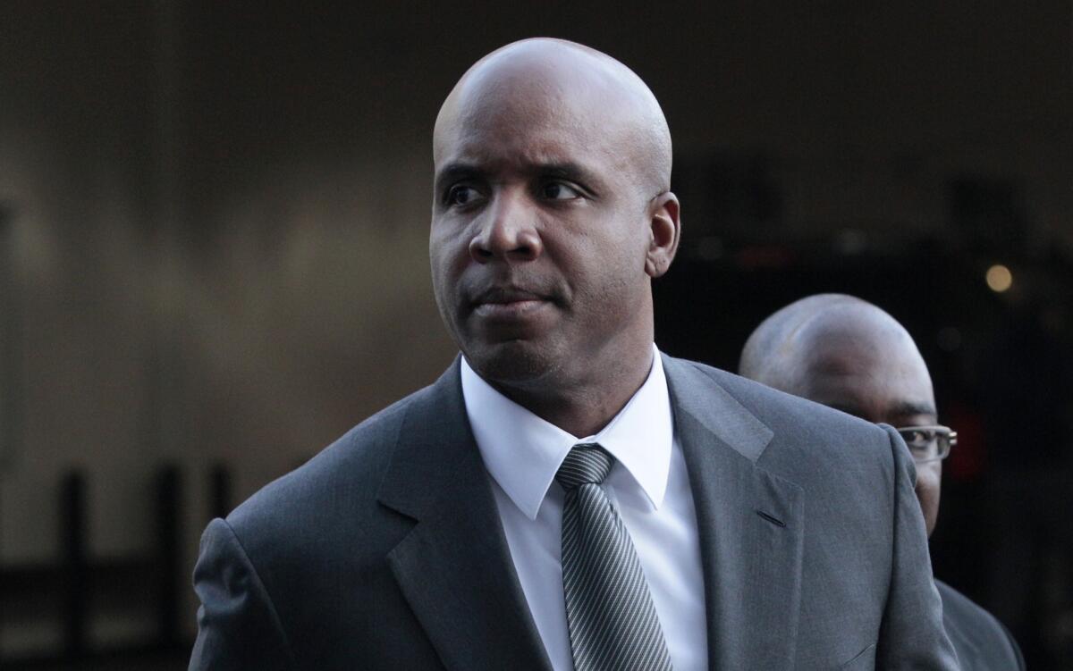 Barry Bonds is shown outside the federal courthouse in San Francisco in 2011.