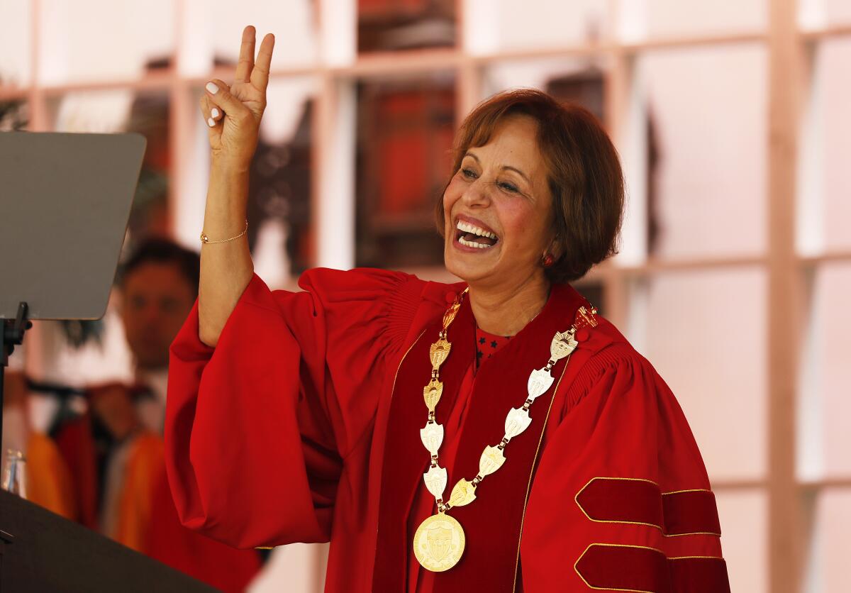 President Carol Folt during her inauguration as USC’s 12th president