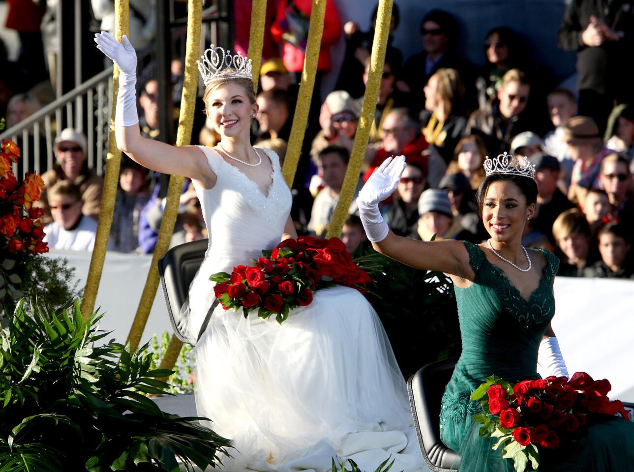 The 2016 Royal Court float with 2016 Rose Queen and Flintridge Preparatory School senior Erika Karen Winter makes its way down Orange Grove Avenue during the 2016 Rose Parade in Pasadena on Friday, Jan. 1, 2016.