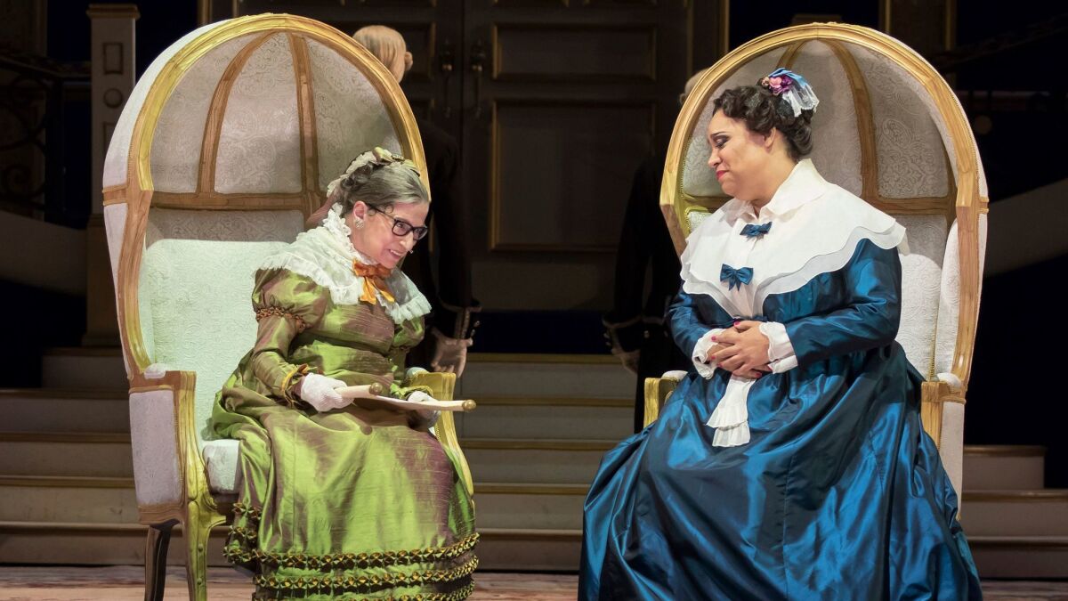 Ginsburg, left, as the Duchess of Krakenthorp in Donizetti's "The Daughter of the Regiment" at the Washington National Opera.