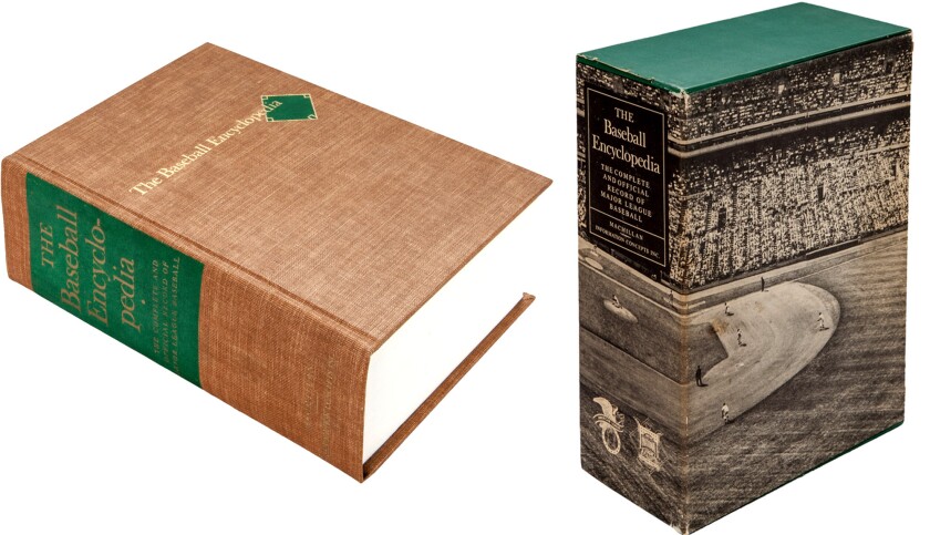 The Baseball Encyclopedia set as displayed at the Goldin Auctions Event.