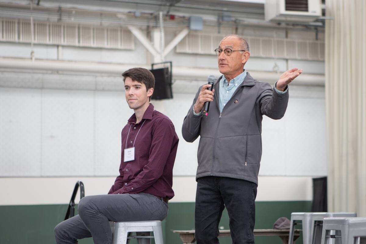 UCLA scientist Daniel Swain, left, with Armando Quintero, director of the California Department of Parks and Recreation.