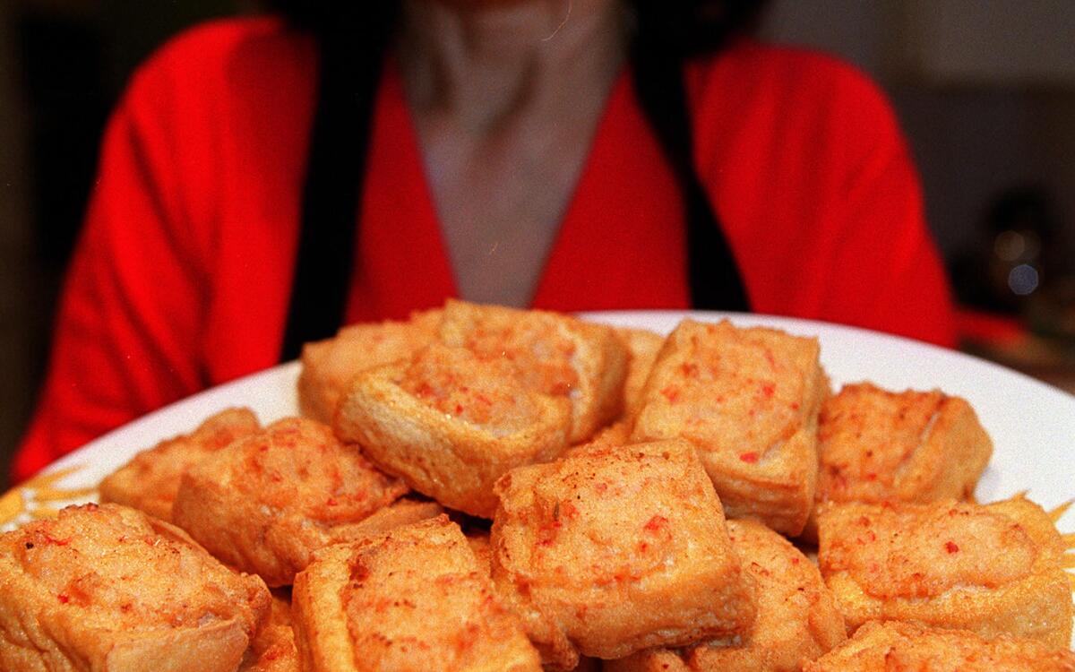 'Pile of Gold' tofu stuffed with shrimp