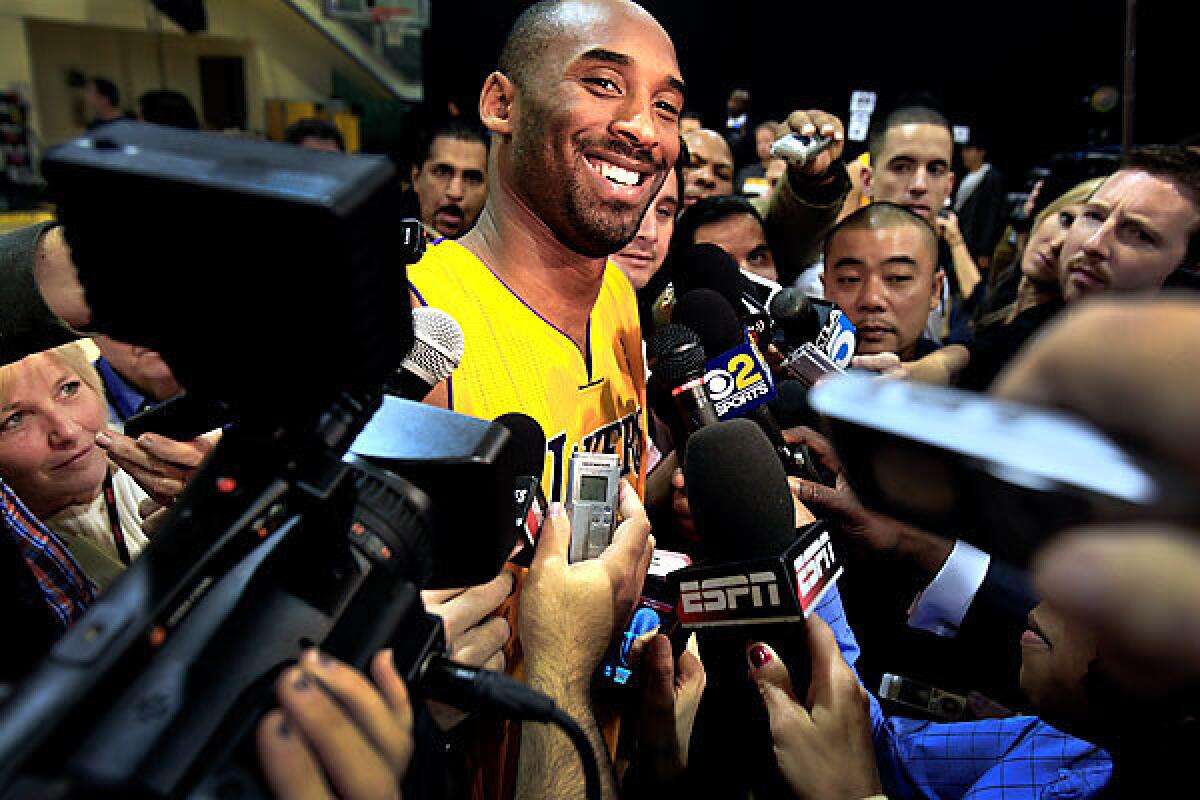 Kobe Bryant played his entire 20-year career with the Lakers.
