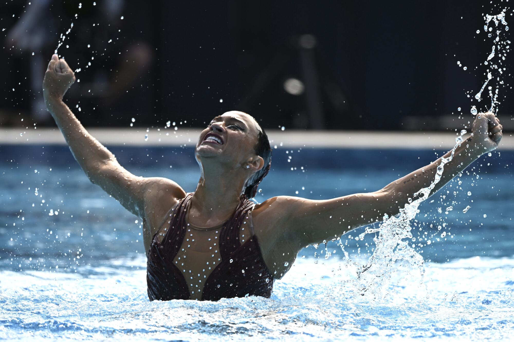 USA's Anita Alvarez competes during the solo free final of the artistic swimming at the 19th FINA World Championships 