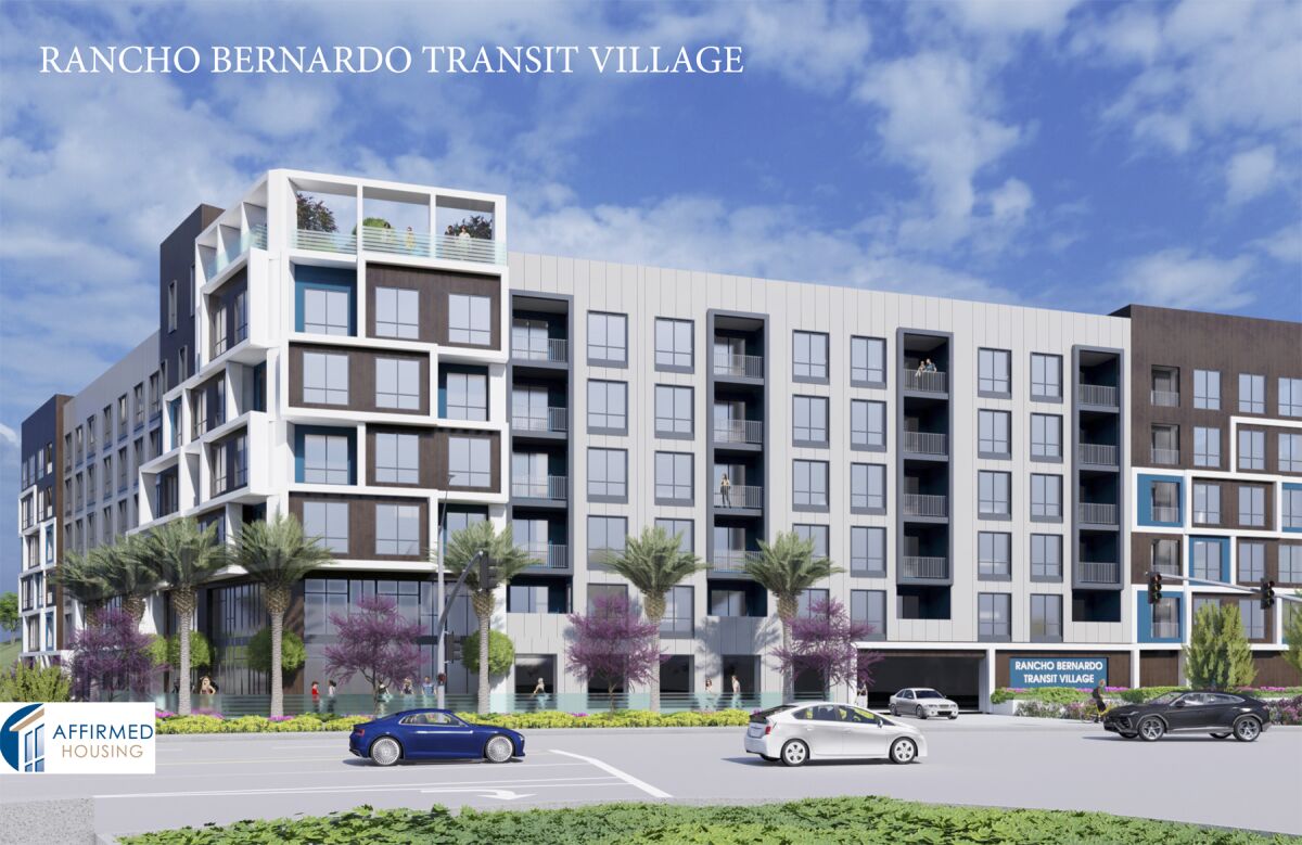 An artist rendering of Affirmed Housing's proposed Rancho Bernardo Transit Village.