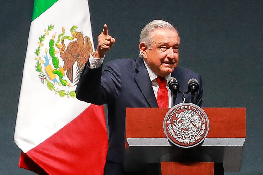President of Mexico Andres Manuel Lopez Obrador speaks during the Third State of the Union Report in Mexico City