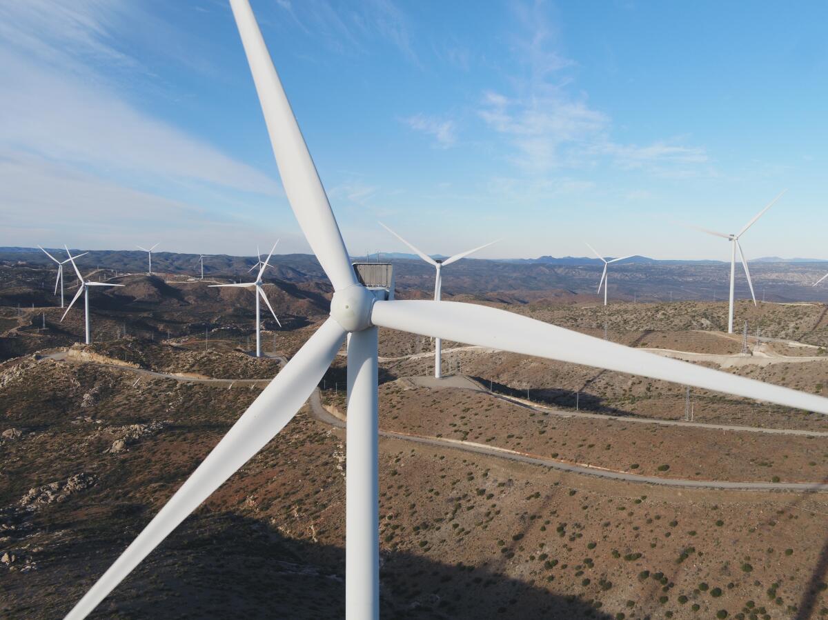 The Energia Sierra Juarez wind project in Tecate, operated by Sempra Infrastructure. 