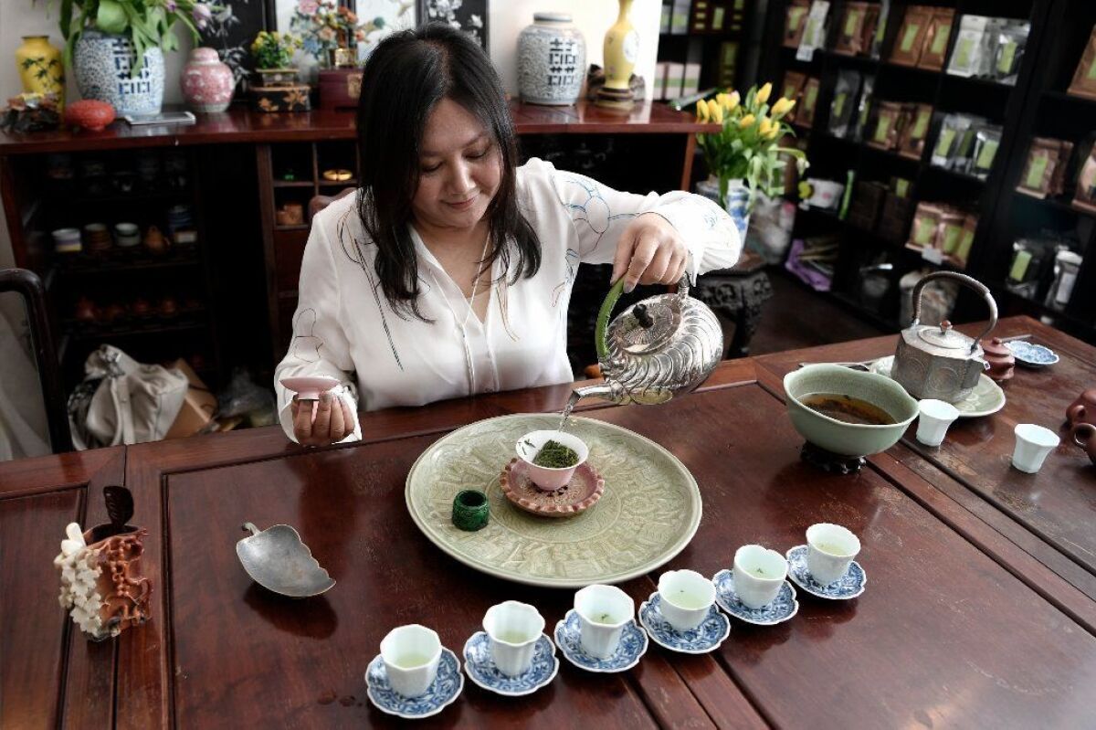 Shan brews and sells all kinds of teas, including a small selection of green teas.