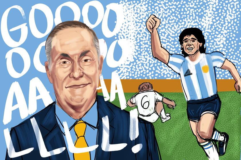 portrait of Andres Cantor and Maradona with argentina jersey