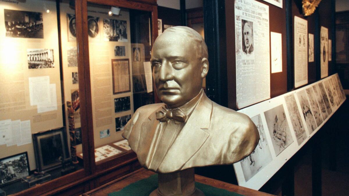 A bust of Warren G. Harding at the Harding Museum in Marion, Ohio.