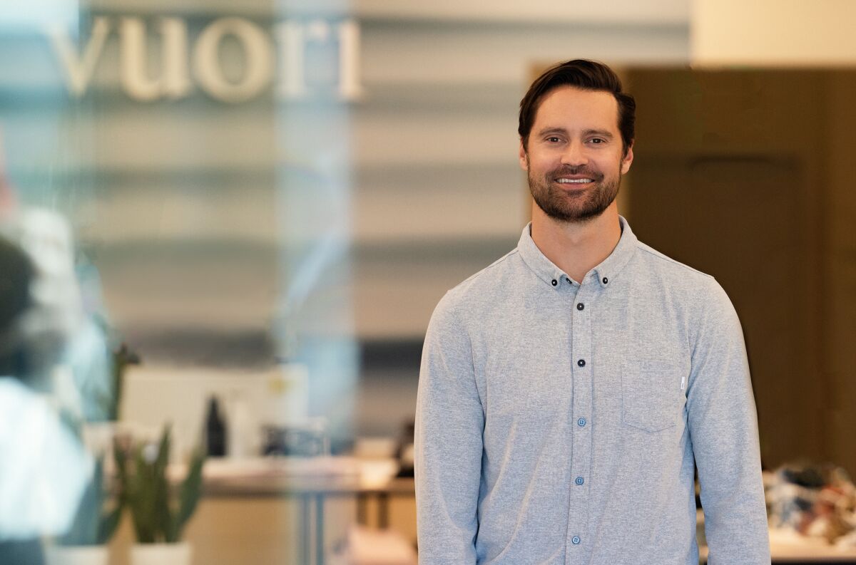 Vuori founder Joe Kudla in the new store at Del Mar Highlands Town Center.
