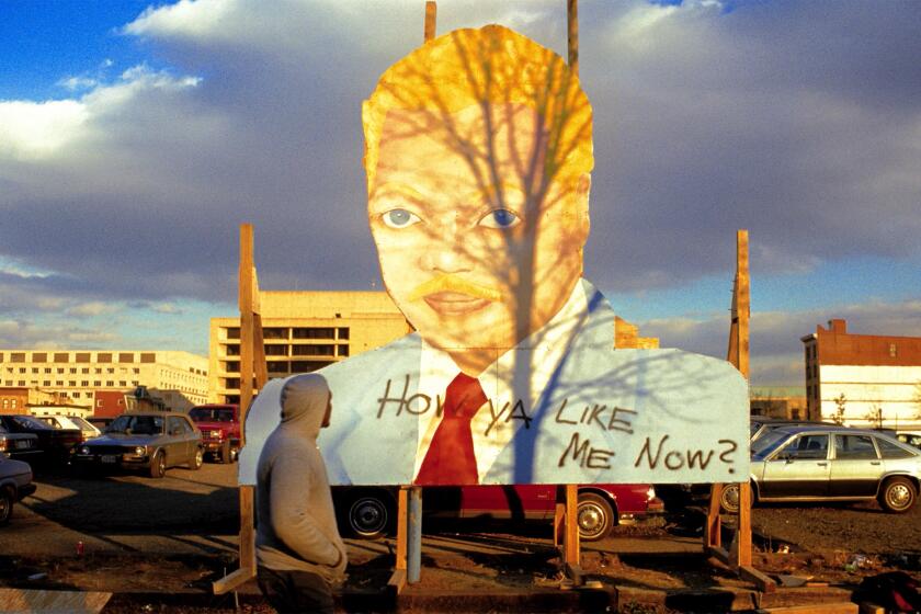Opposite the National Portrait Gallery, David Hammons erected "How Ya Like Me Now?," a billboard of Jesse Jackson in whiteface
